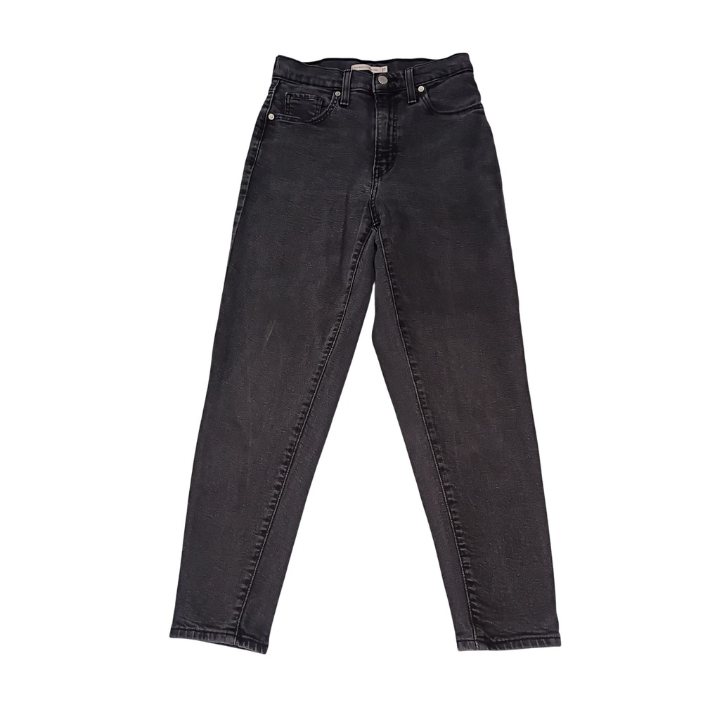 Levis High Waisted Mom Jeans Black Tapered Leg Womens 27x27 Fit 26x26